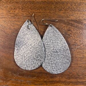 Nickel & Suede| Gun Metal Grey Teardrop Leather Earrings